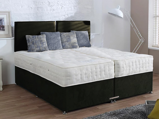 Regal Zip and Link Divan Bed with Ortho Mattresses in Plush Velvet