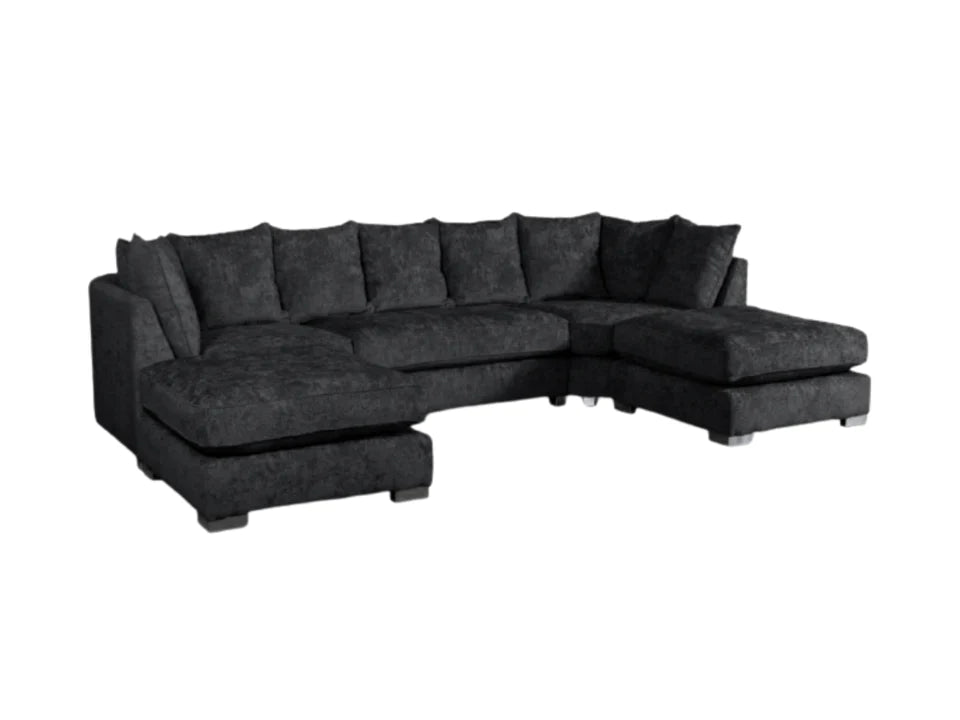 Bishop U Shape Corner Sofa Scatterback In Black Sleep Kings