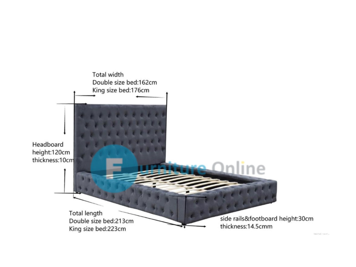 Parklane Luxury Bed Plush Velvet with Headboard