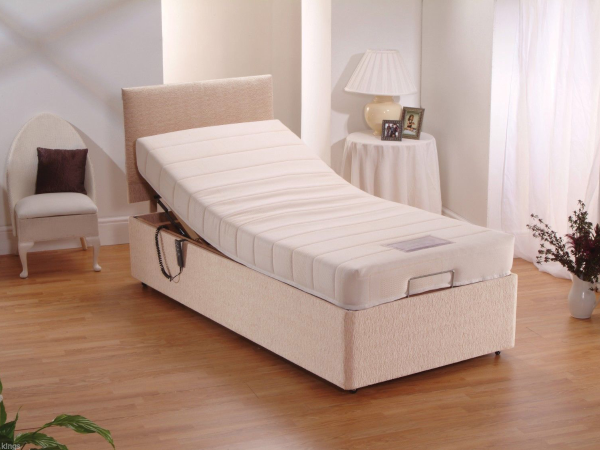 Restwell Beds Adjustable Electric Chenille With 8" Memory Foam Mattress and Headboard Mink