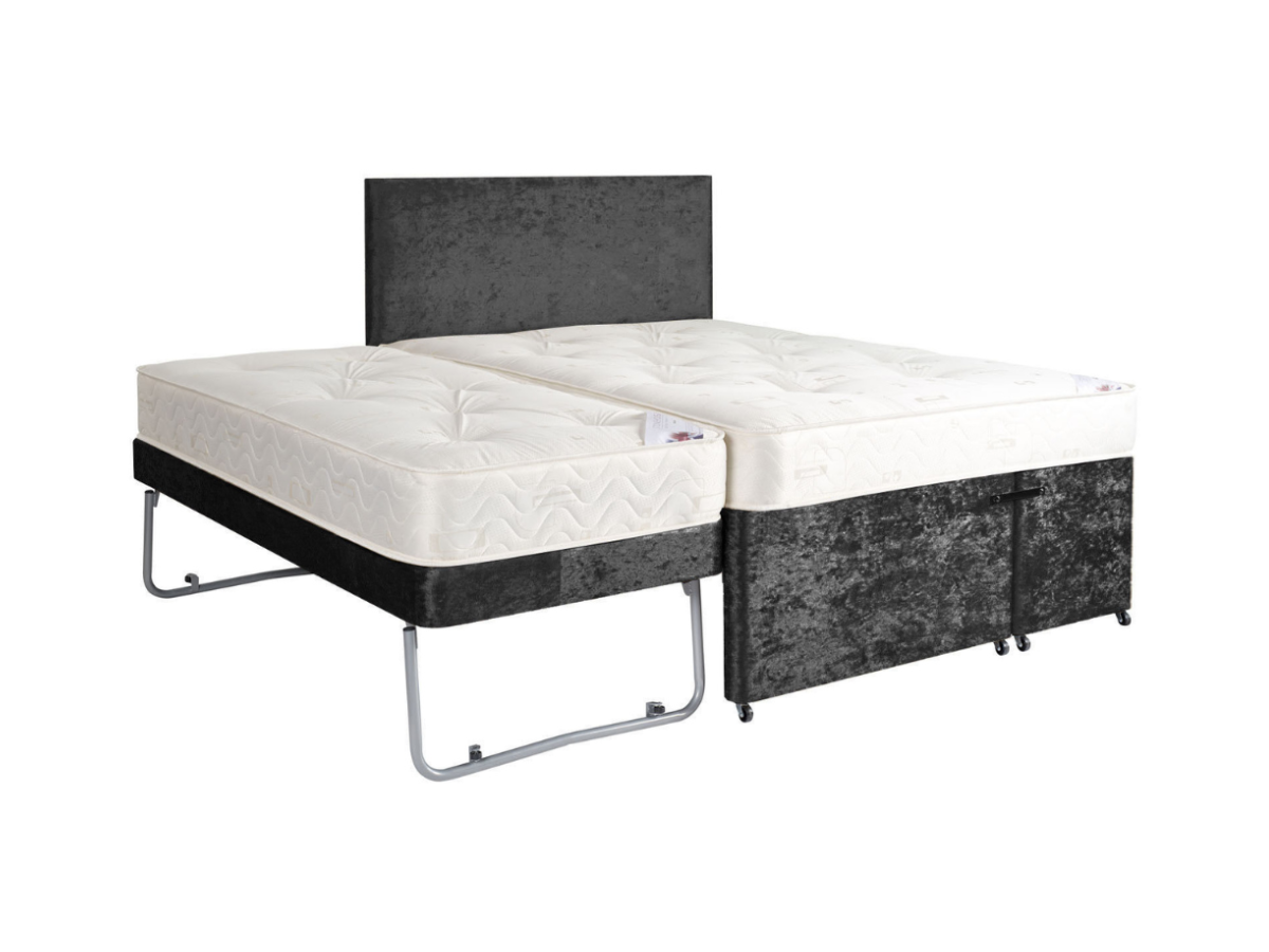 Velvet single online bed with trundle