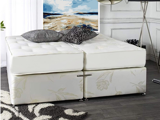 Ellite Zip and Link Beds in Damask with Orthopaedic Spring Mattress Cream