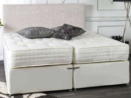 Chrystal Zip and Link Divan Beds in Damask with 1500 Pocket Spring Mattresses