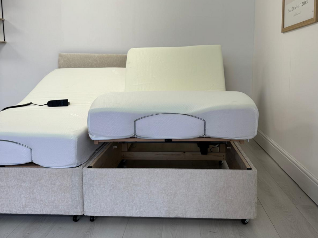 electric beds for seniors with Reflex Foam Mattress and Headboard in Cream Dual Electric bed