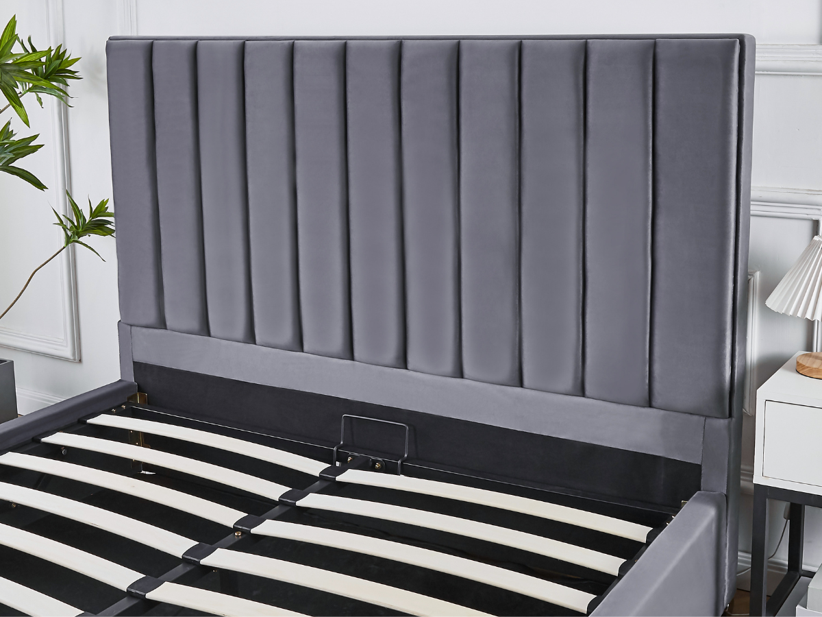 Caprice Luxury Storage Bed Frame Plush Velvet with Headboard