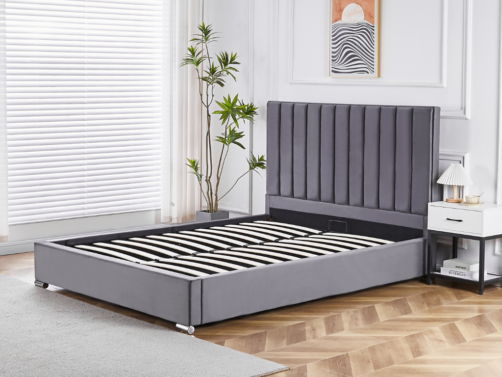 Caprice Luxury Storage Bed Frame Plush Velvet with Headboard