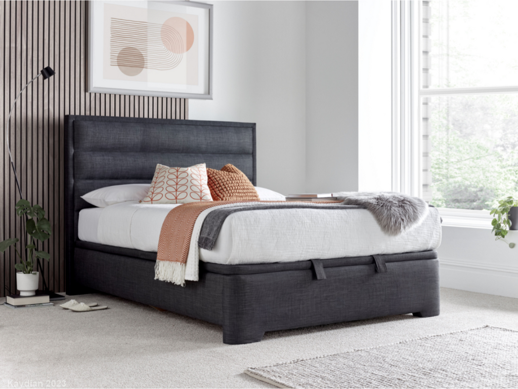 Kaydian Kirkby Ottoman Bed with Storage and Headboard Marbella Grey