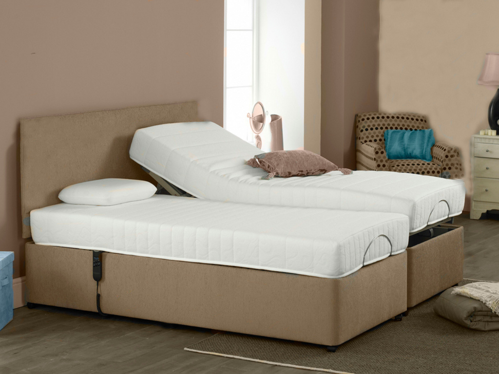 Antonio electric beds for seniors with Reflex Foam Mattress and Headboard in Cream Dual Electric bed