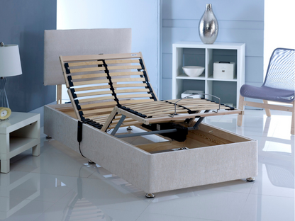 Restwell Adjustable Electric Bed Chenille with Memory Foam Mattress and Headboard