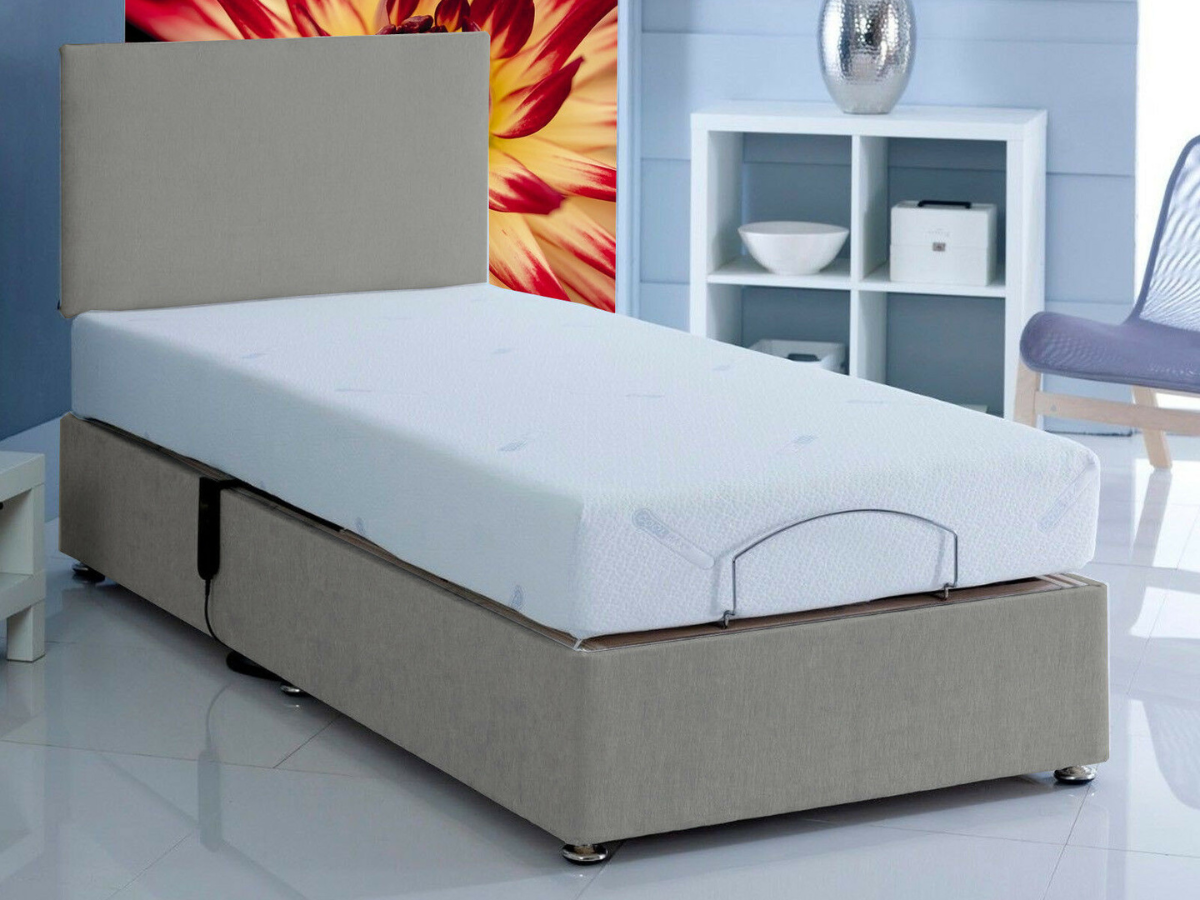 Restwell Adjustable Electric Bed Chenille With 8" Memory Foam Mattress With Headboard