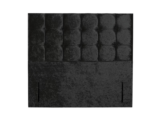 Serene Cubed Floor Standing Headboard Plush Velvet Black