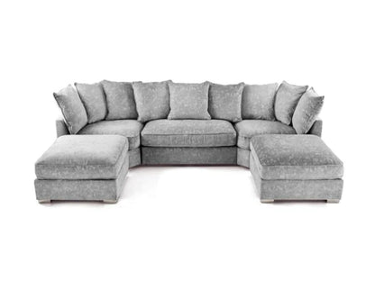 Bishop U Shape Corner Sofa Scatterback In Silver