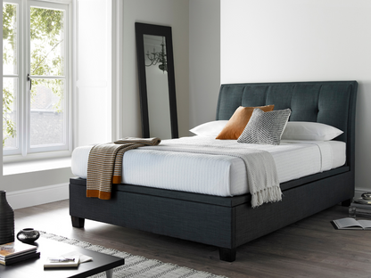 Accent Pendle Ottoman Bed Frame with Storage and Matching Headboard in Fabric