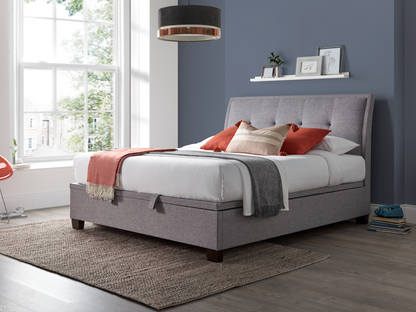 Hopkins fabric upholstered online ottoman bed frame