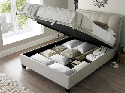 Accent Pendle Ottoman Bed Frame with Storage and Matching Headboard in Fabric