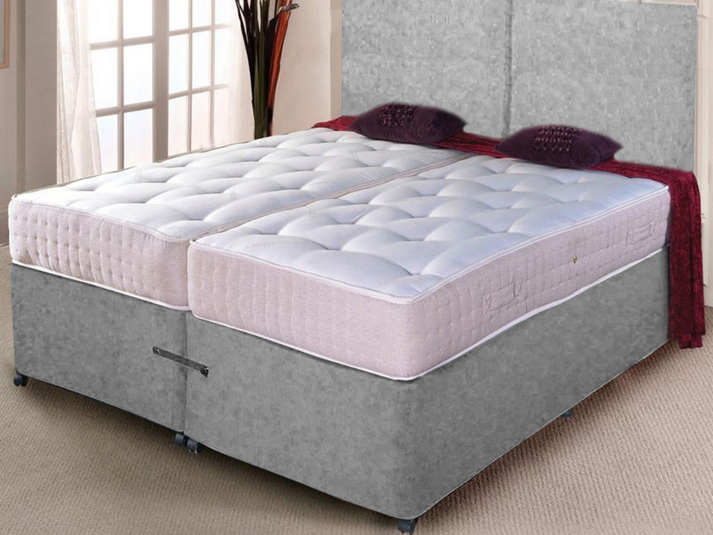 Britannia Zip Link Beds Divan Chenille Pocket Spring Mattresses Charcoal Grey