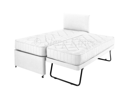 Guest Trundle Bed 3 in 1 With Mattresses Headboard White