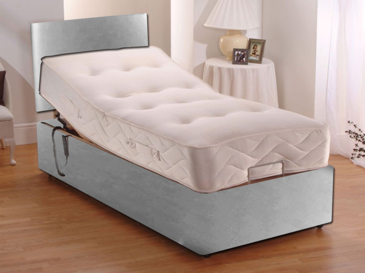 Isabel adjustable beds for seniors with Pocket Spring Mattress and Headboard Steel Grey