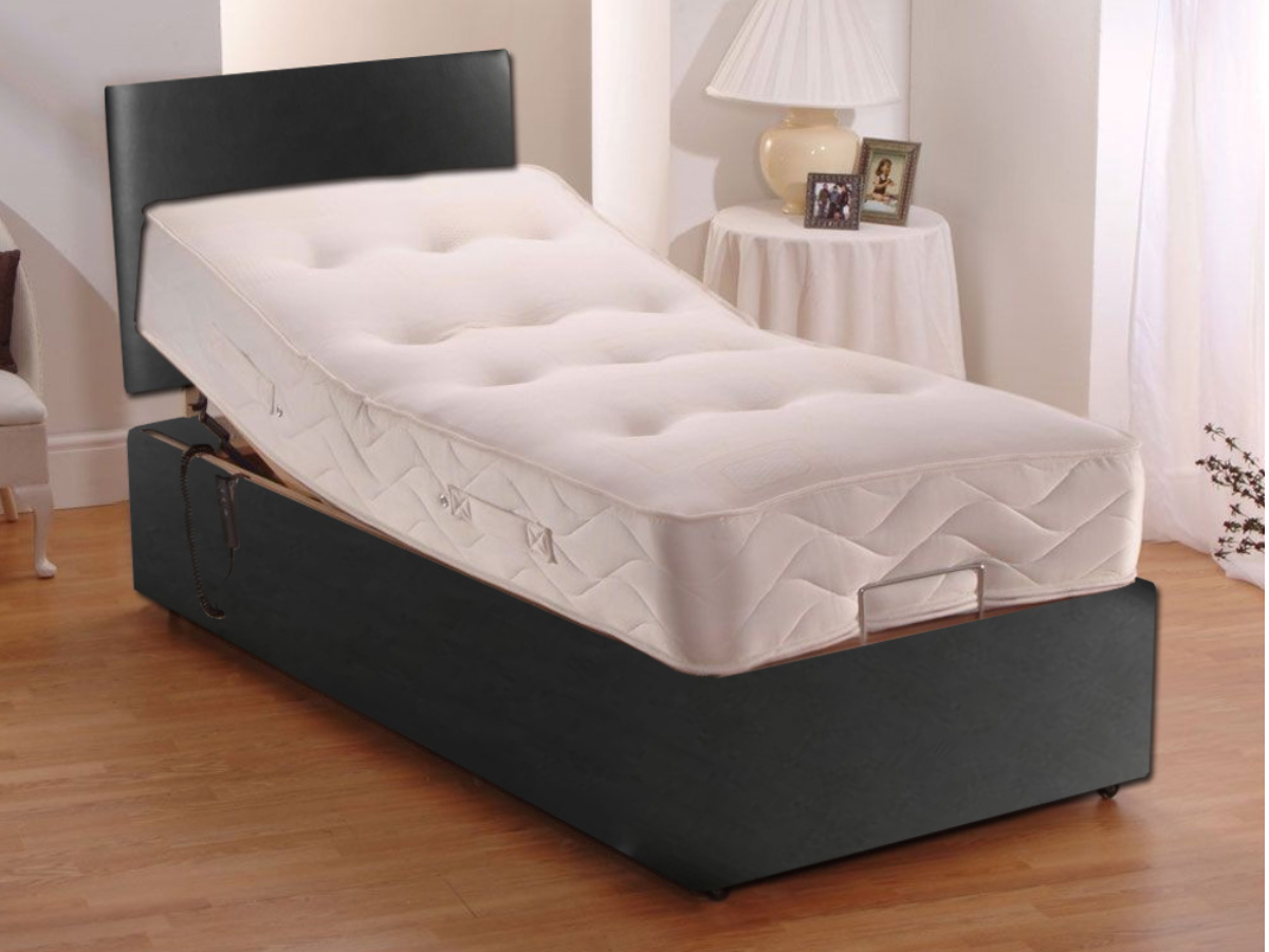 Isabel Electric Bed in Leather with Pocket Spring Mattress and Free Headboard Black