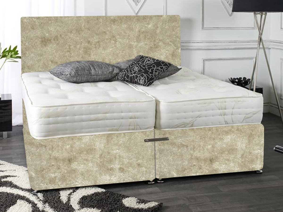 Oxford Zip and Link Divan Bed Set and Ortho Memory Mattress Champagne