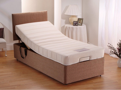 Restwell Heavy Duty Electric Adjustable Bed with Memory Foam Mattress User Weight up to 25 Stone Brown