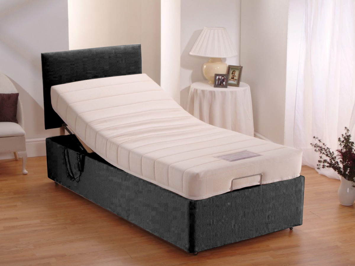 Buckingham Ultimo Heavy Duty Electric Adjustable Bed Chenille with Memory Foam Mattress User Weight up to 25 Stone And Headboard