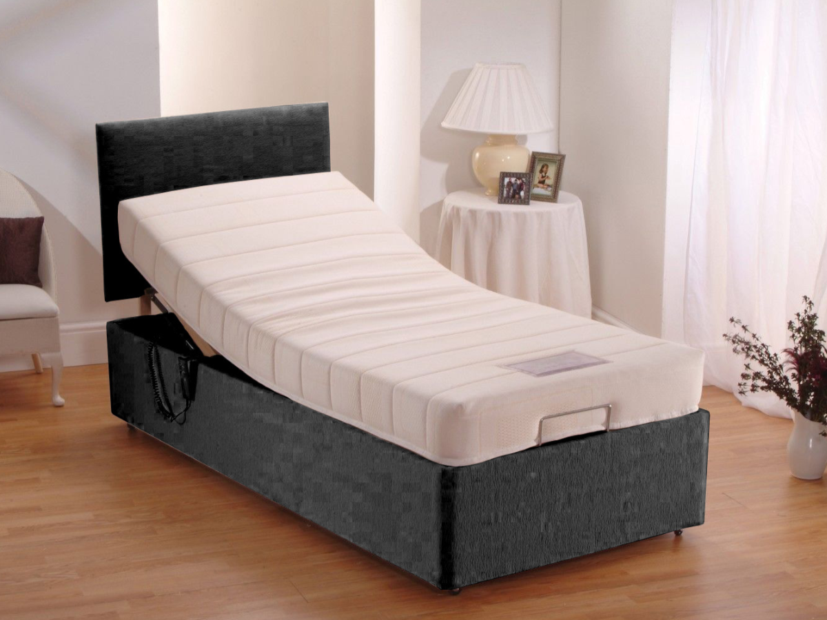 Restwell Heavy Duty Electric Adjustable Bed with Memory Foam Mattress User Weight up to 25 Stone Black