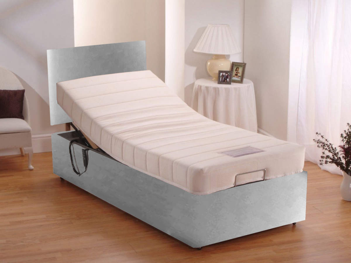 Restwell Heavy Duty Electric Adjustable Bed with Memory Foam Mattress User Weight up to 25 Stone Steel Grey