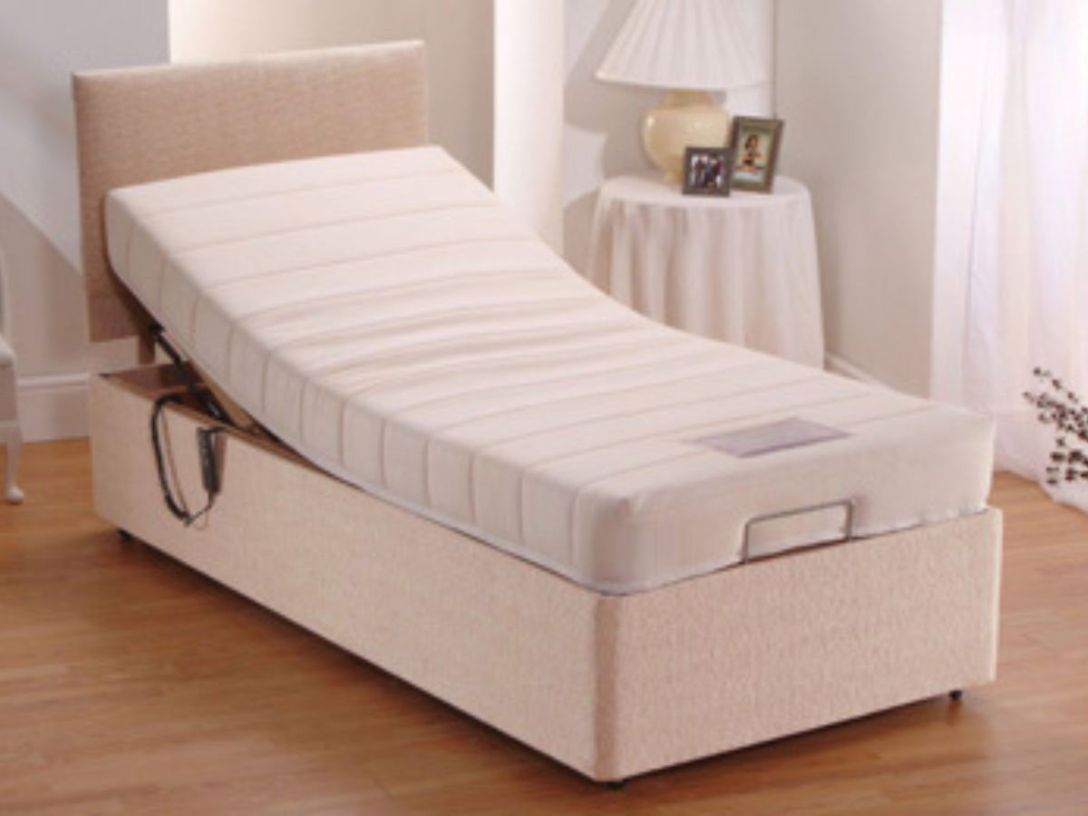 Restwell Heavy Duty Electric Adjustable Bed with Memory Foam Mattress User Weight up to 25 Stone Mink