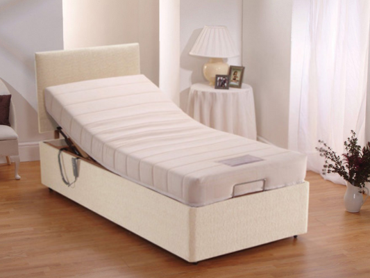 Restwell Heavy Duty Electric Adjustable Bed with Memory Foam Mattress User Weight up to 25 Stone Beige