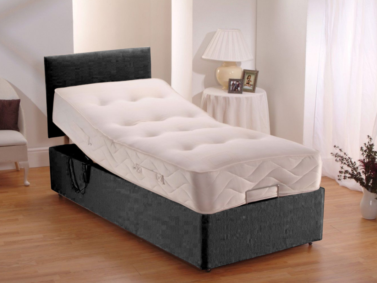 Adjustapocket single Adjustable Beds with Pocket Spring Mattress and Headboard Black