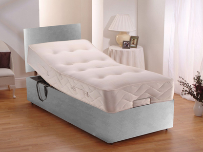Adjustapocket Electric Chenille Adjustable Bed + Pocket Spring Mattress With Headboard Steel Grey