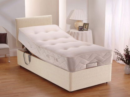 Adjustapocket beds with adjustable mattresses Chenille & Pocket Spring Mattress With Headboard Beige