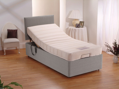 Restwell Adjustable Electric Bed Chenille With 8" Memory Foam Mattress With Headboard Steel Grey