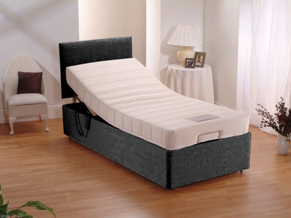 Restwell Adjustable Electric Bed Chenille With 8" Memory Foam Mattress With Headboard Black