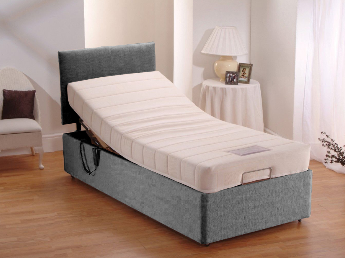 Restwell Adjustable Electric Bed Chenille With 8" Memory Foam Mattress With Headboard Charcoal