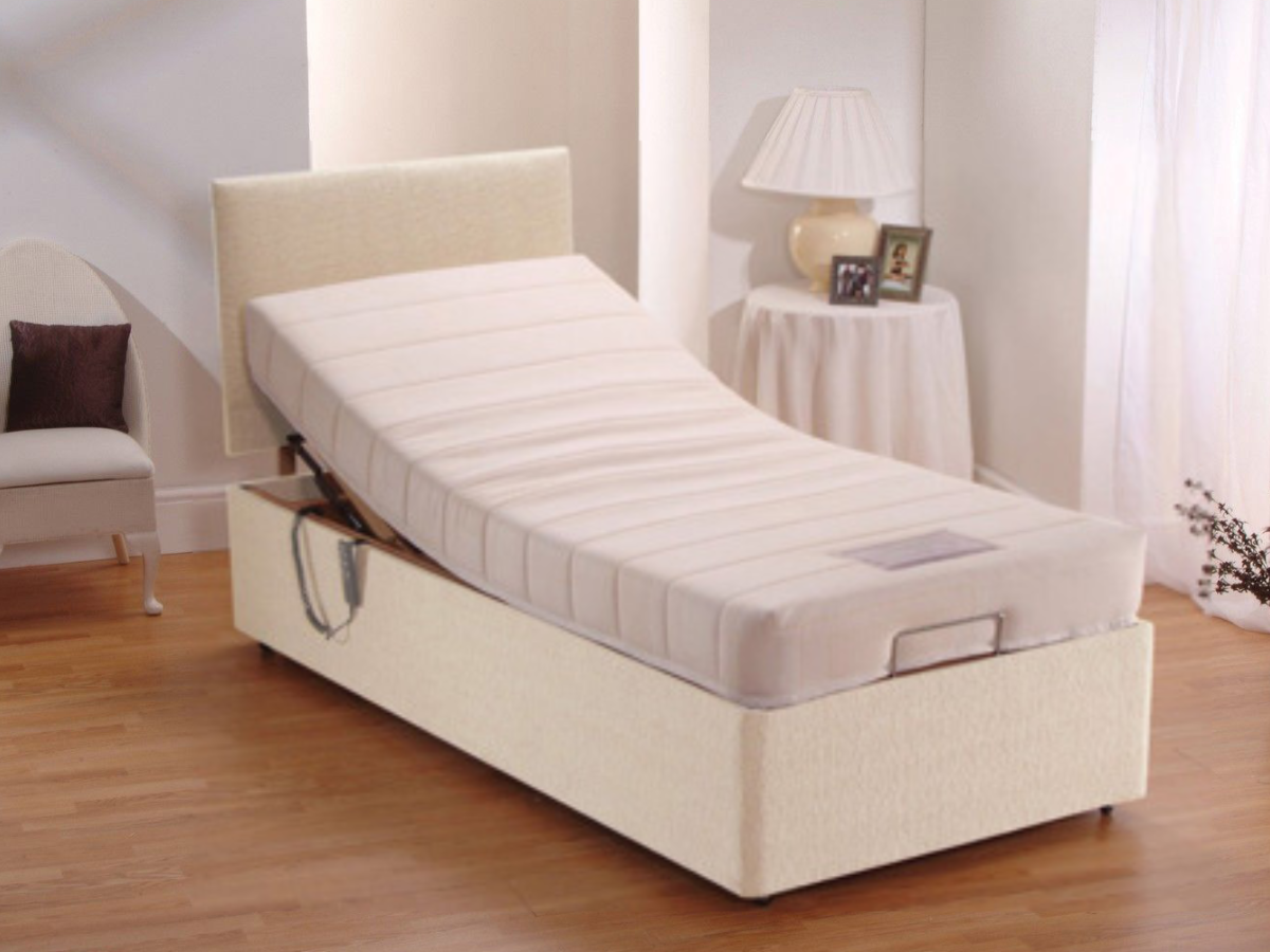 Restwell Adjustable Bed and Mattress Chenille With Headboard Cream