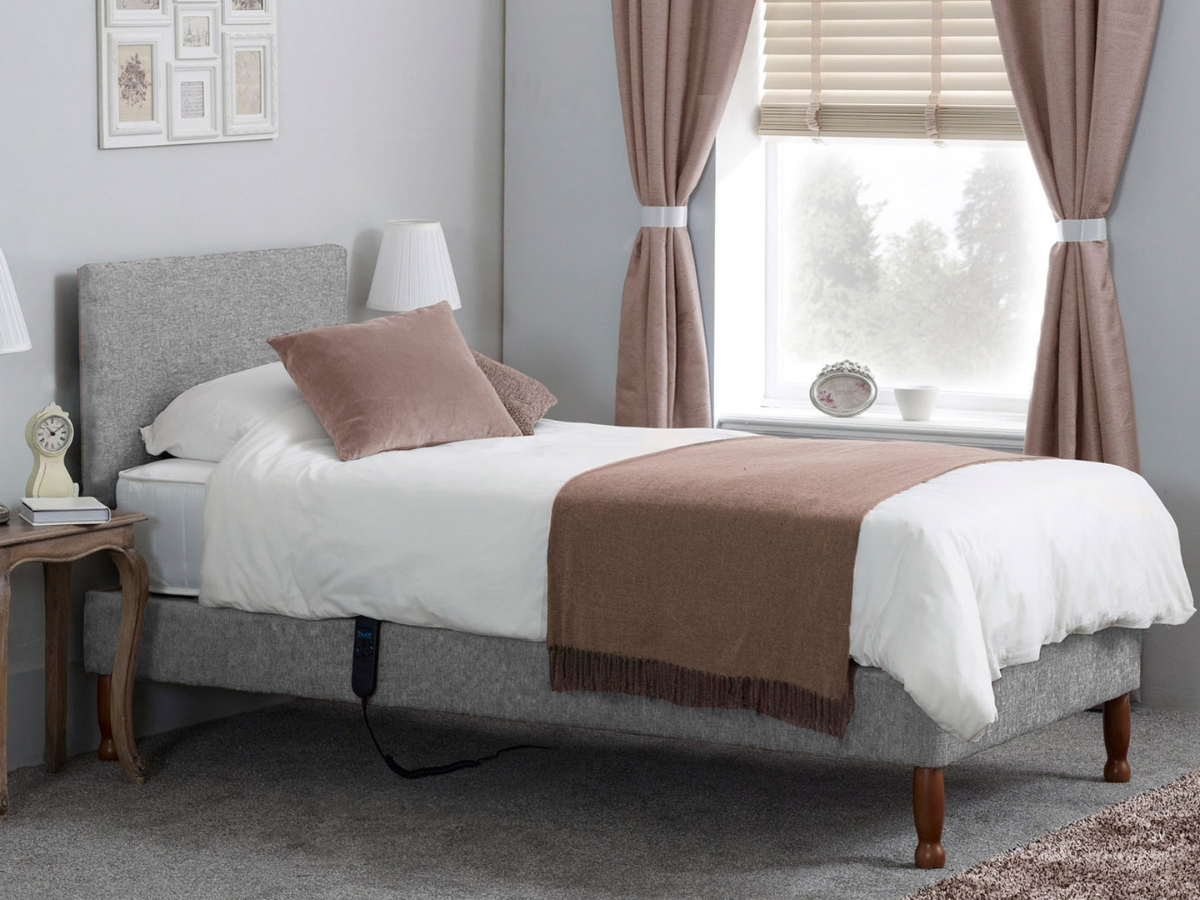 Carrick electric bed and mattress on Legs Silver