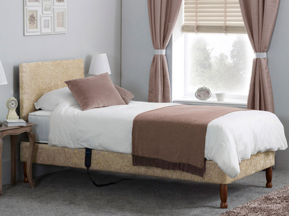 Restwell Electric Bed on Legs 4ft Small Double with Memory Foam Mattress and Free Matching Headboard Cream