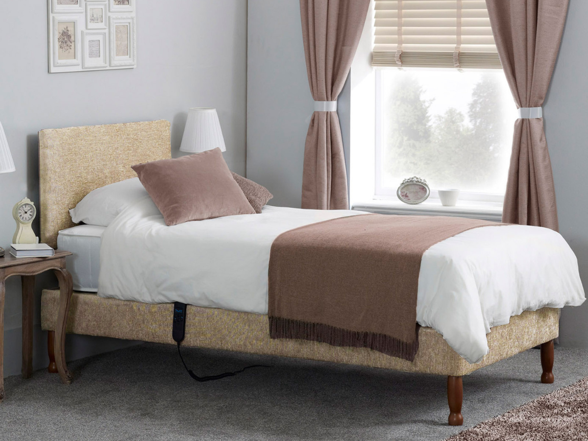 Restwell Electric Bed on Legs 4ft6 Double with Memory Foam Mattress and Free Matching Headboard Cream