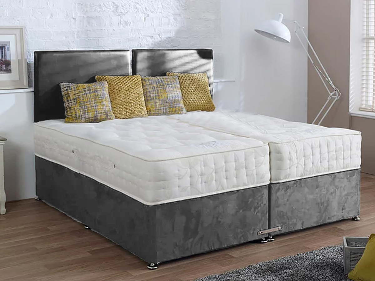 Royale Zip and Link Bed Plush Velvet with Pocket Spring Mattresses