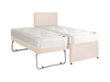 Guest Bed Pull Out Leather with Mattresses Cream