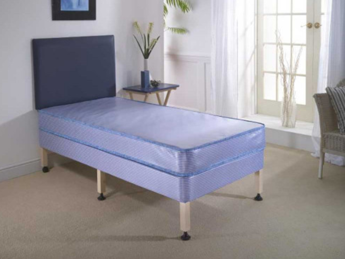 Water Resistant Divan Bed Base With 6 Wooden Legs and Spring Mattress