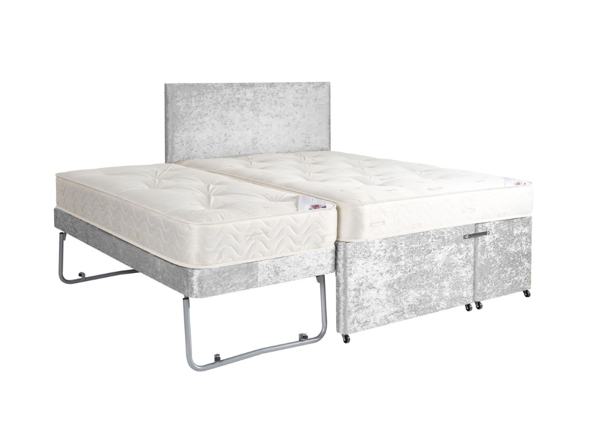 Windsor Guest Bed  Pull Out with Mattresses Velvet Silver