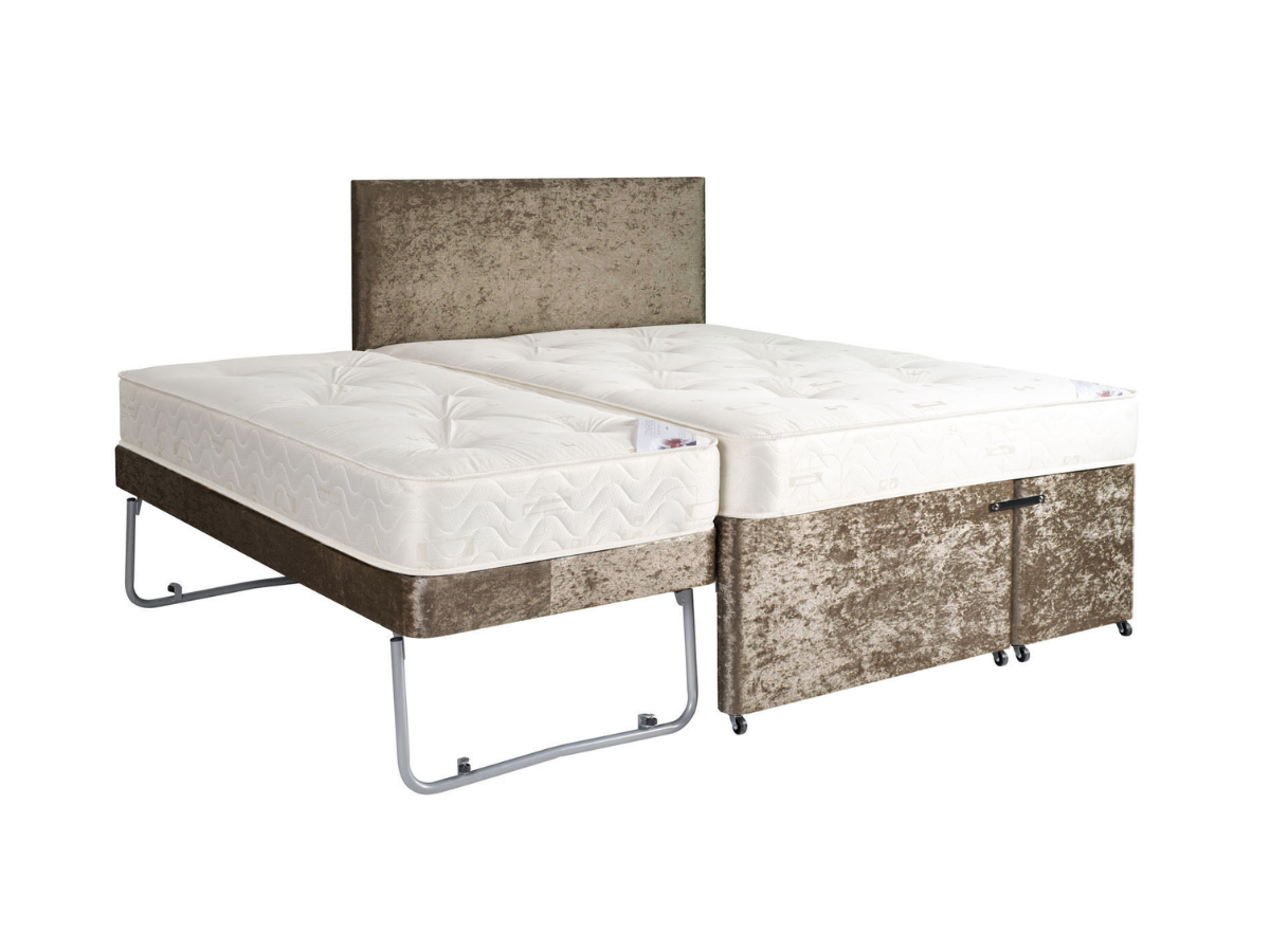 Windsor Guest Bed  Pull Out with Mattresses Velvet Brown