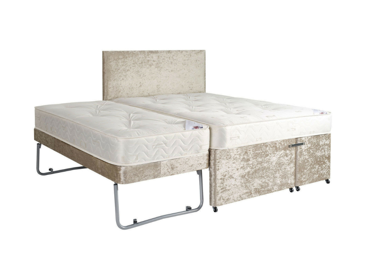 Windsor Guest Bed  Pull Out with Mattresses Velvet Champagne