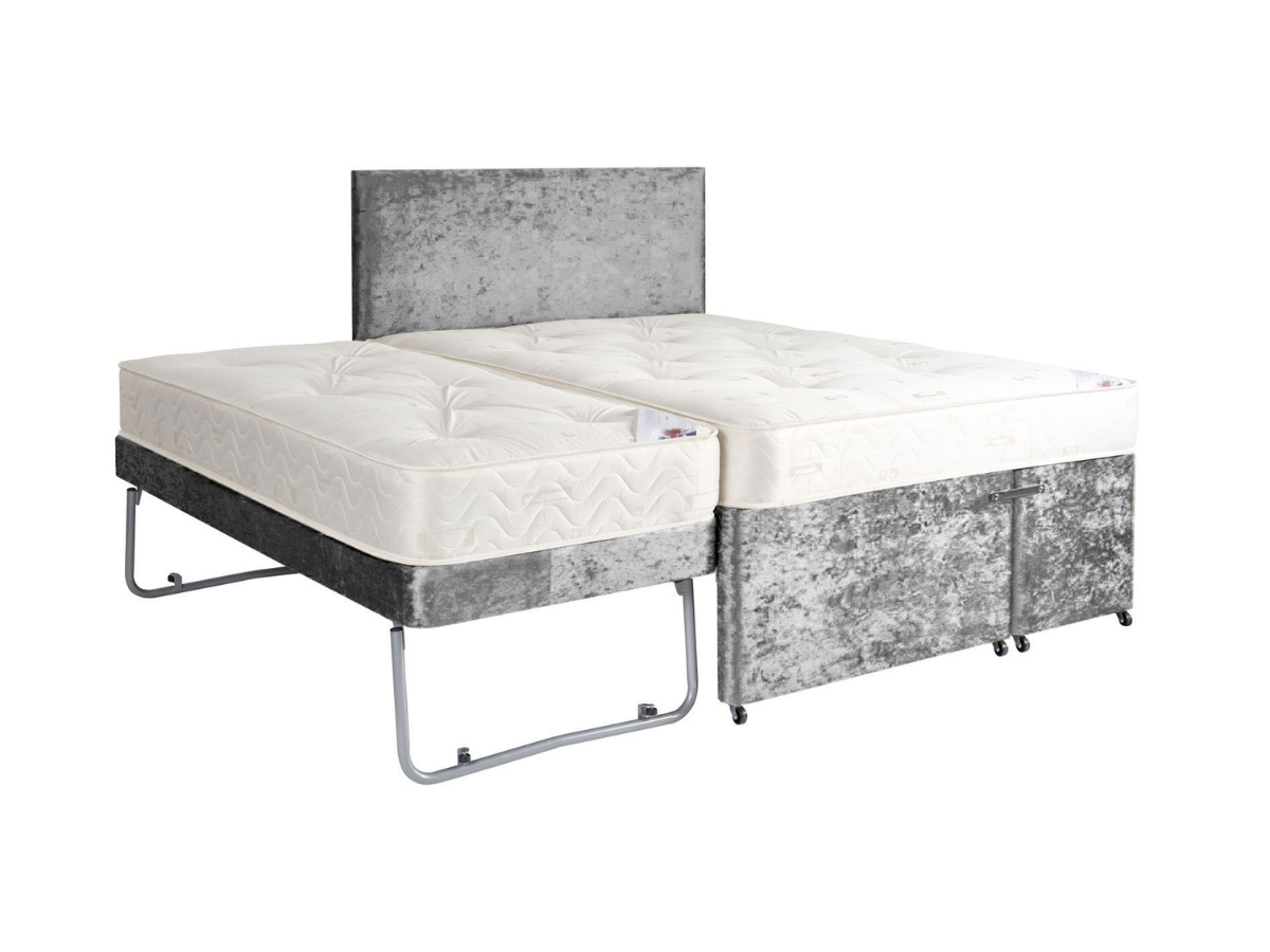 Windsor Guest Bed  Pull Out with Mattresses Velvet Steel Grey
