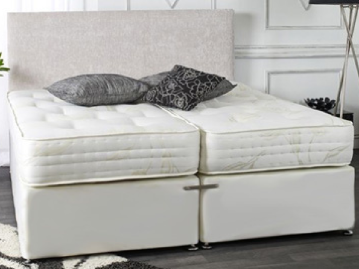Zip and Link Divan Damask Bed Set with 1500 Pocket Spring Mattresses
